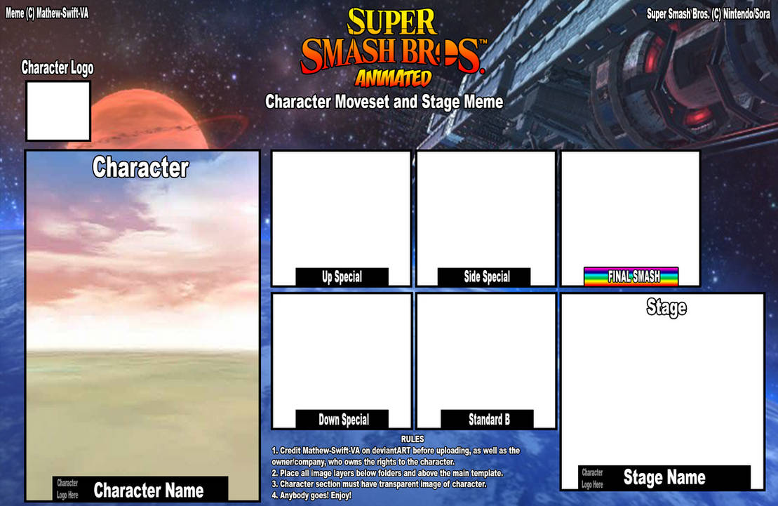 Super Smash Bros Animated Character Template by Mathew Swift VA on