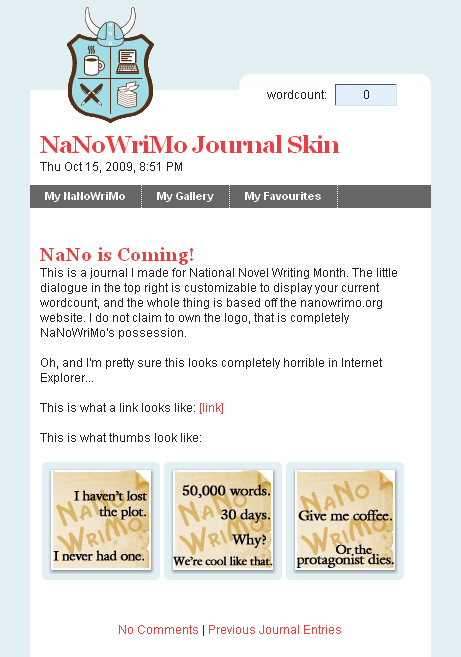 NaNoWriMo Journal Skin