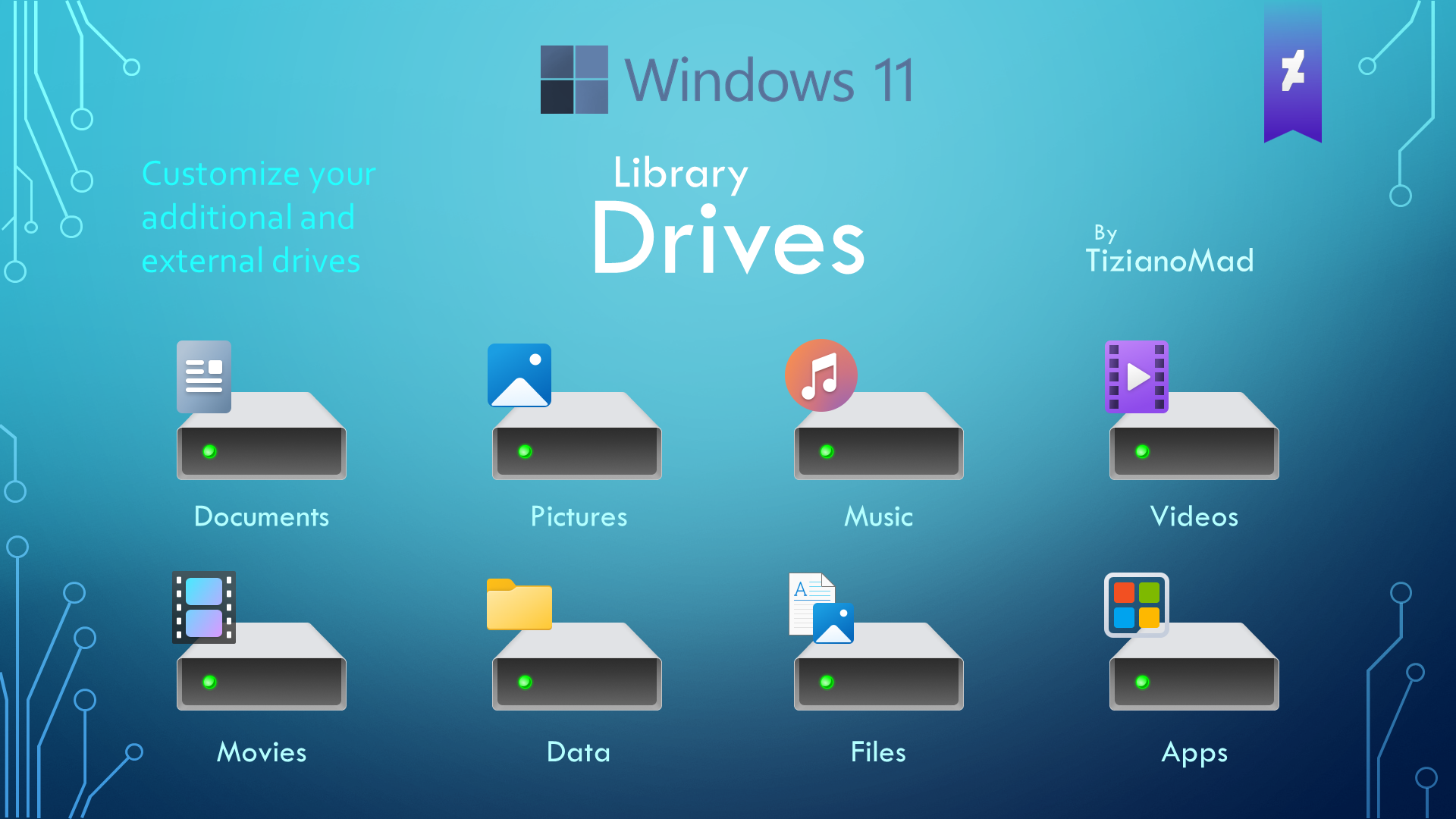 Windows 11 Library Drives - Ready use HD icon set by TizianoMad on ...