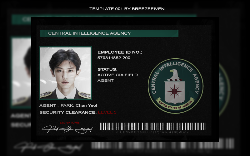 TEMPLATE 001 CIA ID CARD by breezeeiven on DeviantArt TEMPLATE 001 CIA ID CARD by breezeeiven on DeviantArt