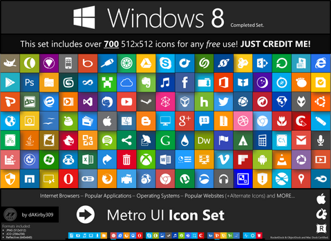 Metro UI Dock Icon Set - 725 SVG Icons