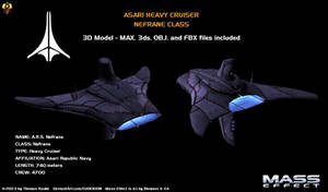 Asari Nefrane class Heavy Cruiser 3d Model