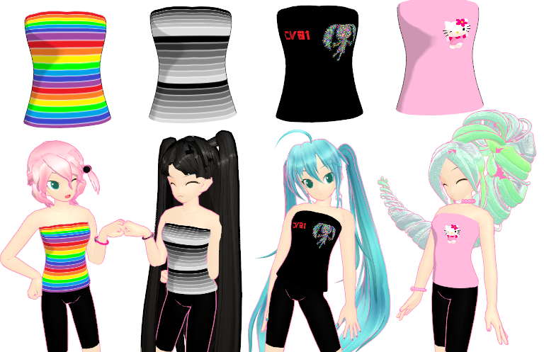 MMD Strapless tops + Download