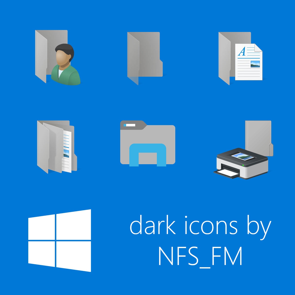 Windows 10 dark default folders