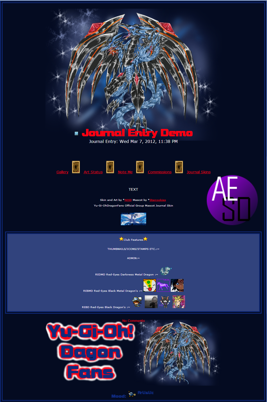 Yu-Gi-OhDragonFans Group Mascot Journal Skin CSS