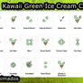 Sweet Cute Kawaii Green Ice Cream Cursors Set