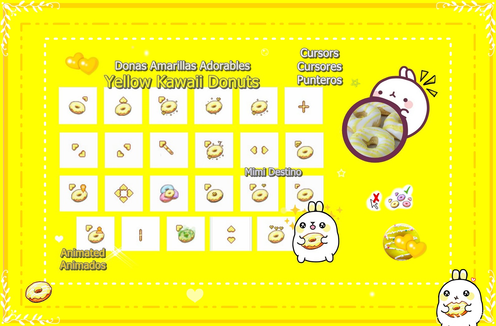 Cute Kawaii Yellow Donuts Cursors Cursores Puntero by MimiDestino on