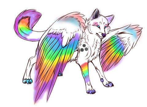 Winged Rainbow Wolf Adopt ::CLOSED::
