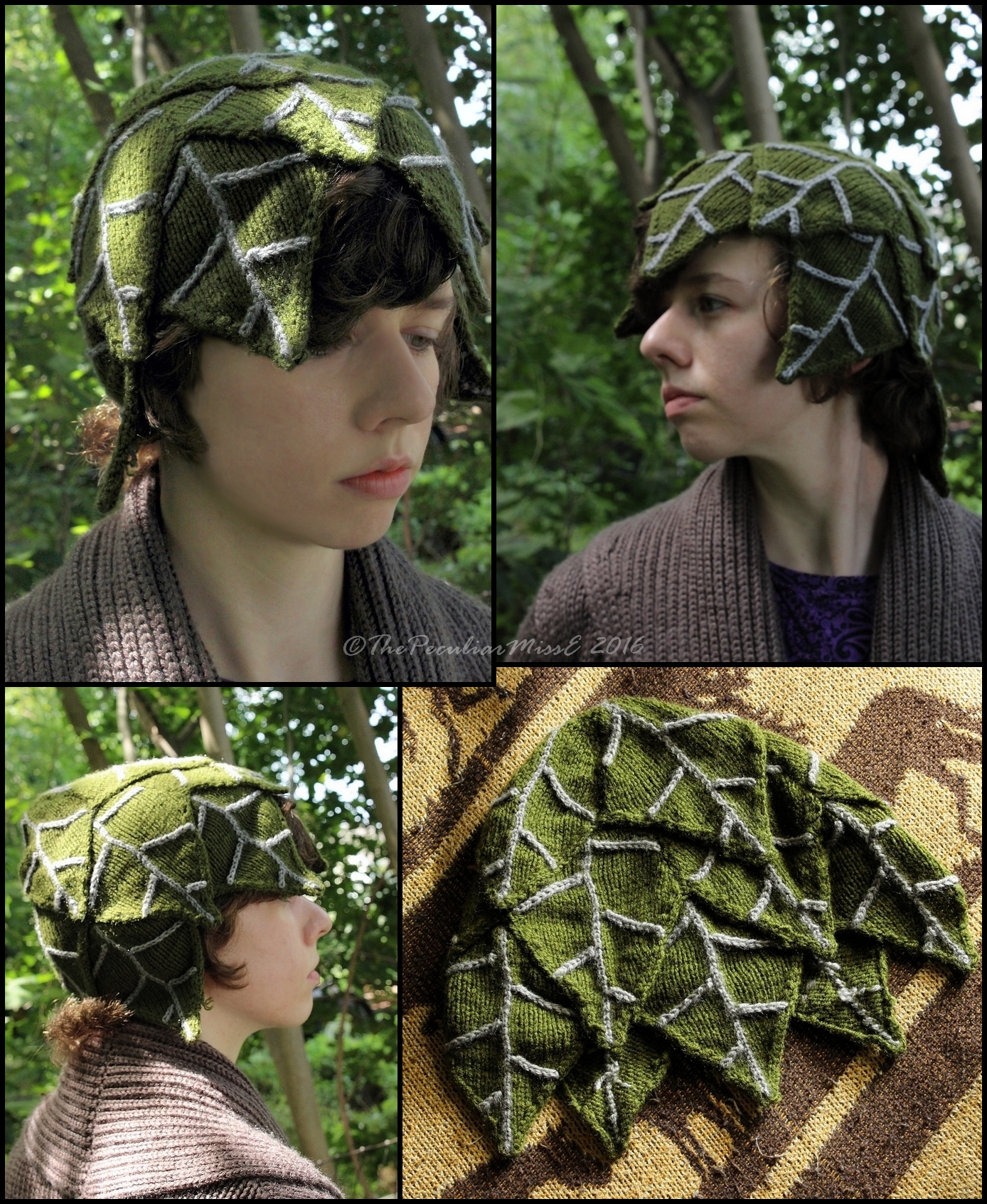 Green Leaves Knit Hat