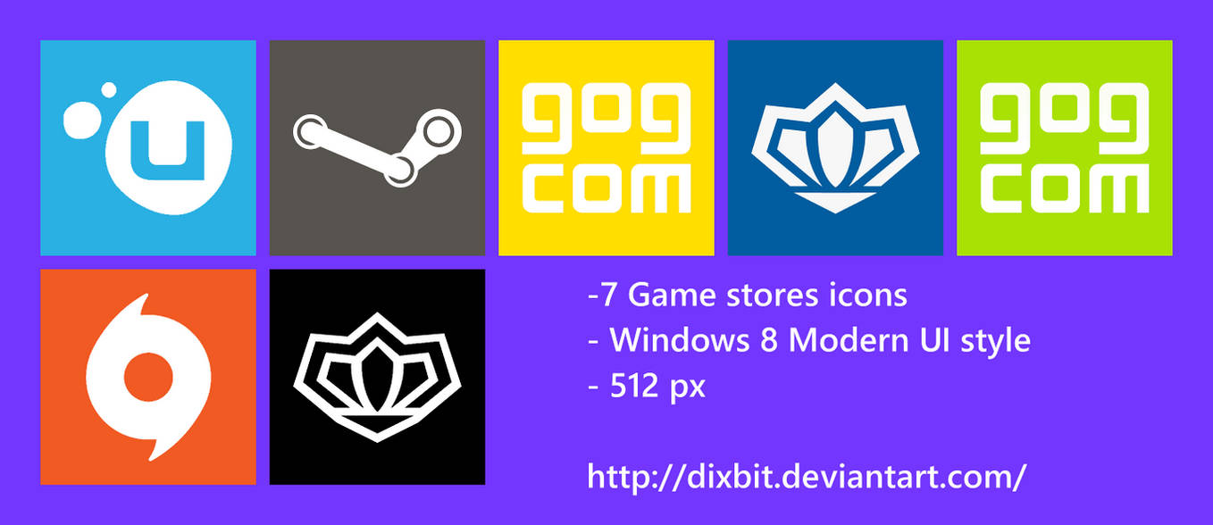Game Stores Modern UI Icon Pack by Dixbit