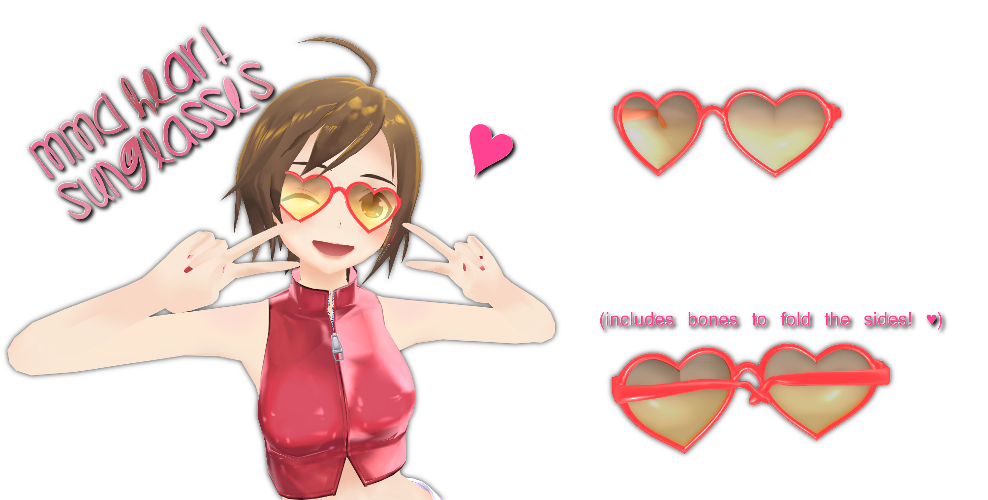 MMD Heart Glasses