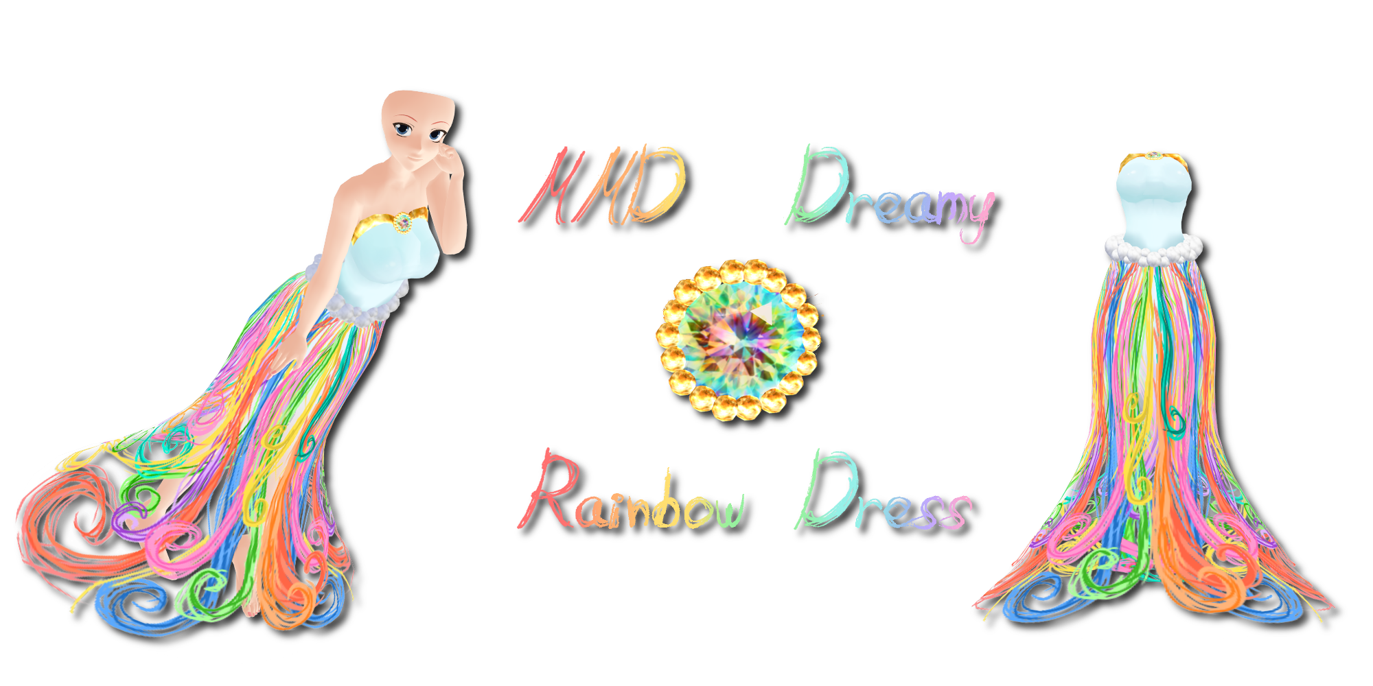 MMD Dreamy Rainbow Dress by Tehrainbowllama on DeviantArt