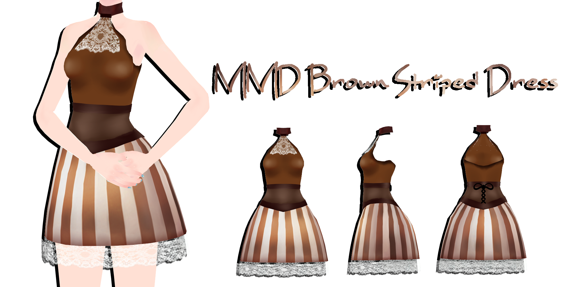MMD Brown Striped Dress by Tehrainbowllama on DeviantArt