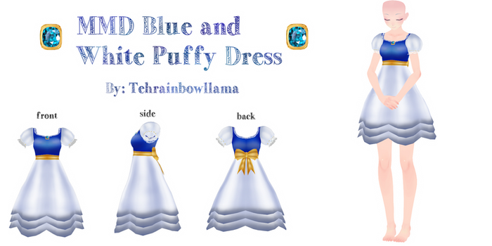 MMD Blue and White Puffy Dress