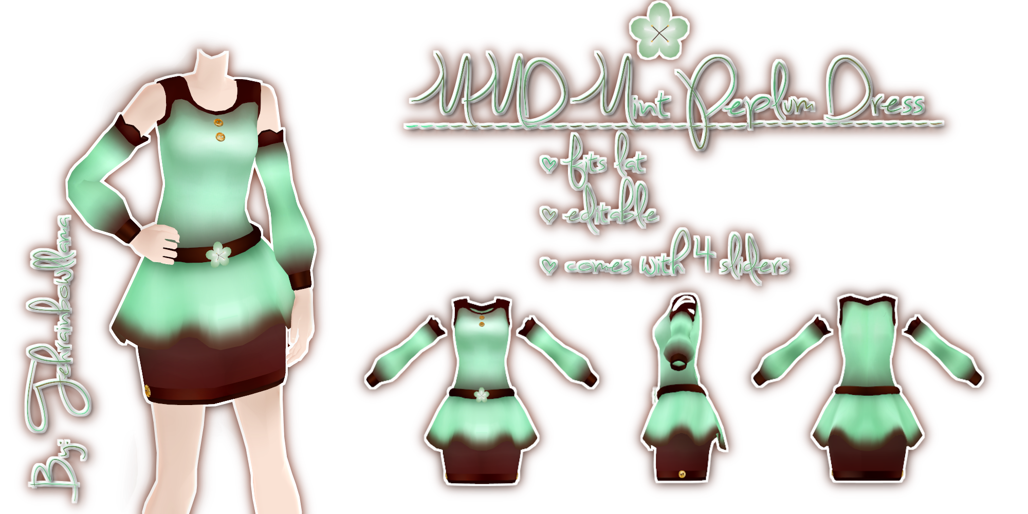 MMD Mint Peplum Dress by Tehrainbowllama on DeviantArt