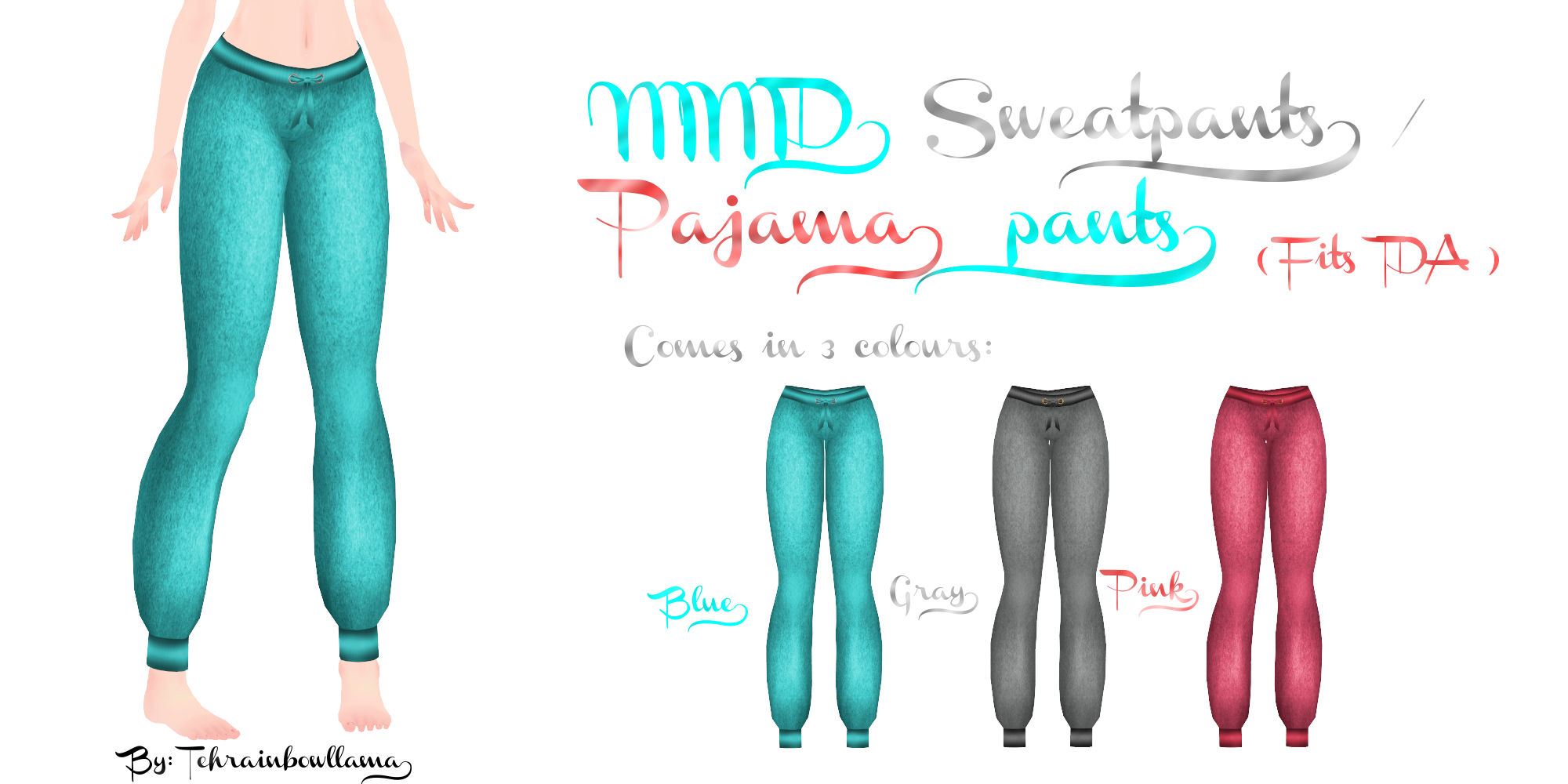 MMD Sweatpants / Pajama Pants by Tehrainbowllama on DeviantArt