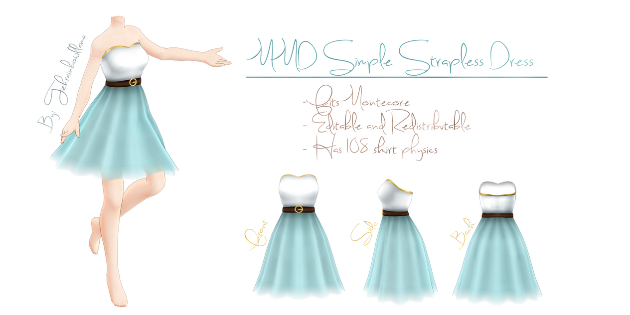 MMD Simple Strapless Dress by Tehrainbowllama on DeviantArt