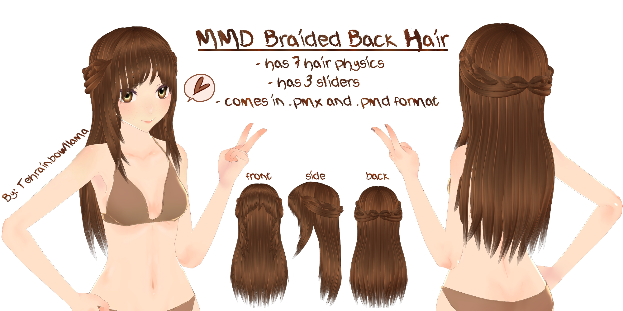 Mmd Braided Back Hair By Tehrainbowllama On Deviantart