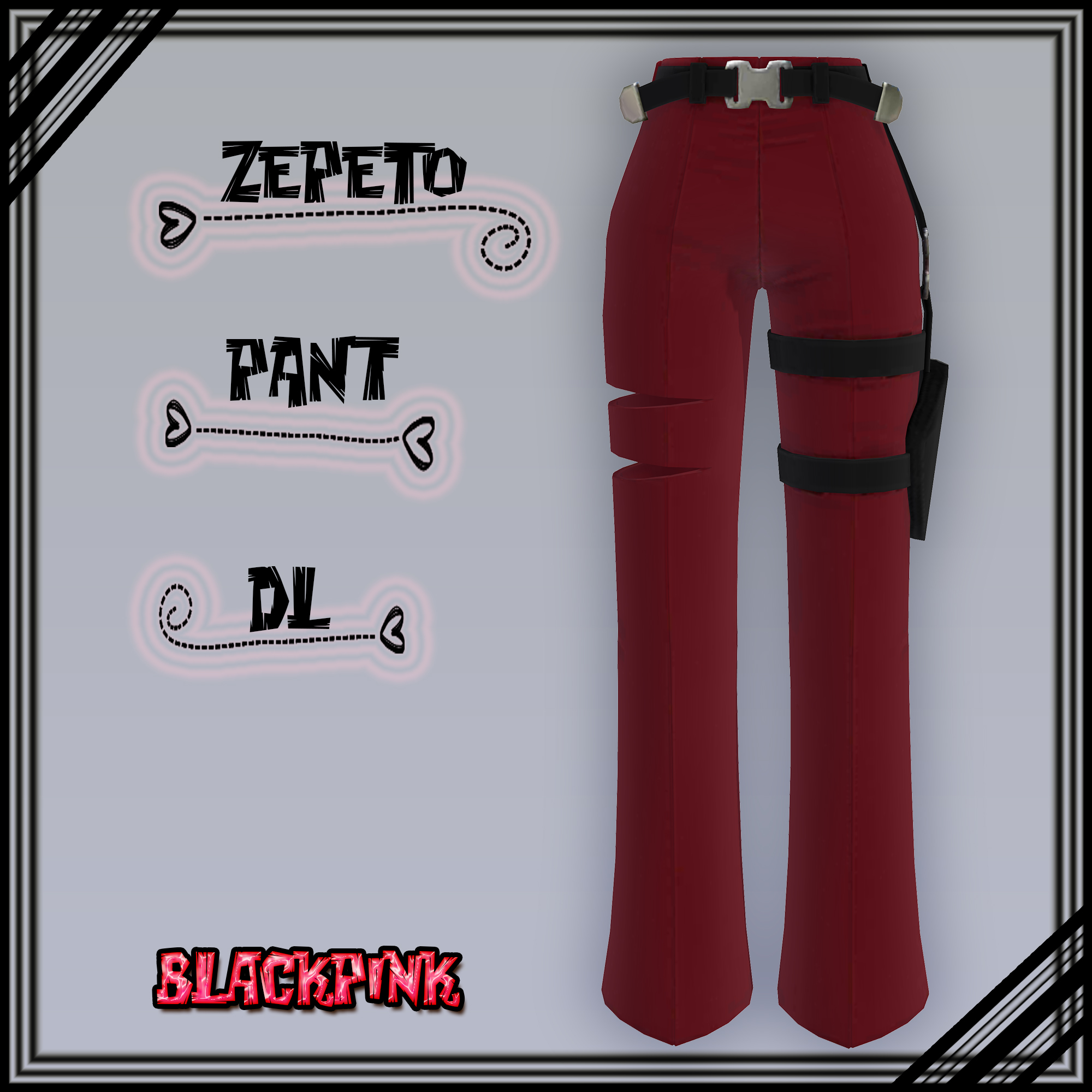 478 Zepeto Pants 02 Black Pink dl by Staralco130313DA on DeviantArt