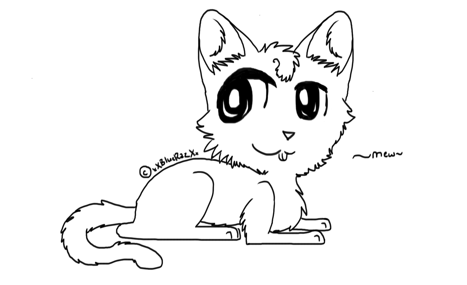 Kitty Lineart by xXBlueRazXx on DeviantArt