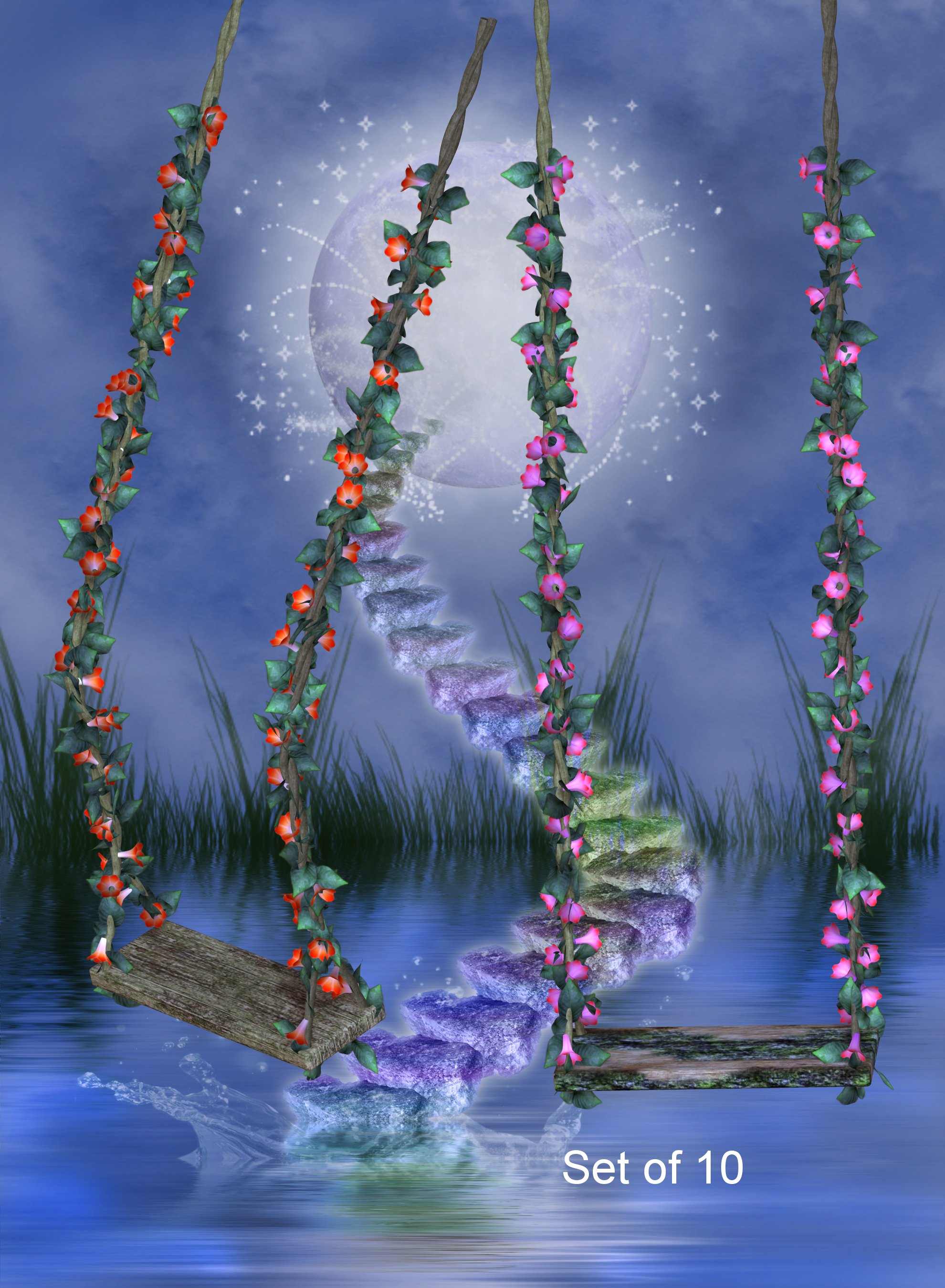 Floral Garden Swings by oldhippieart on DeviantArt