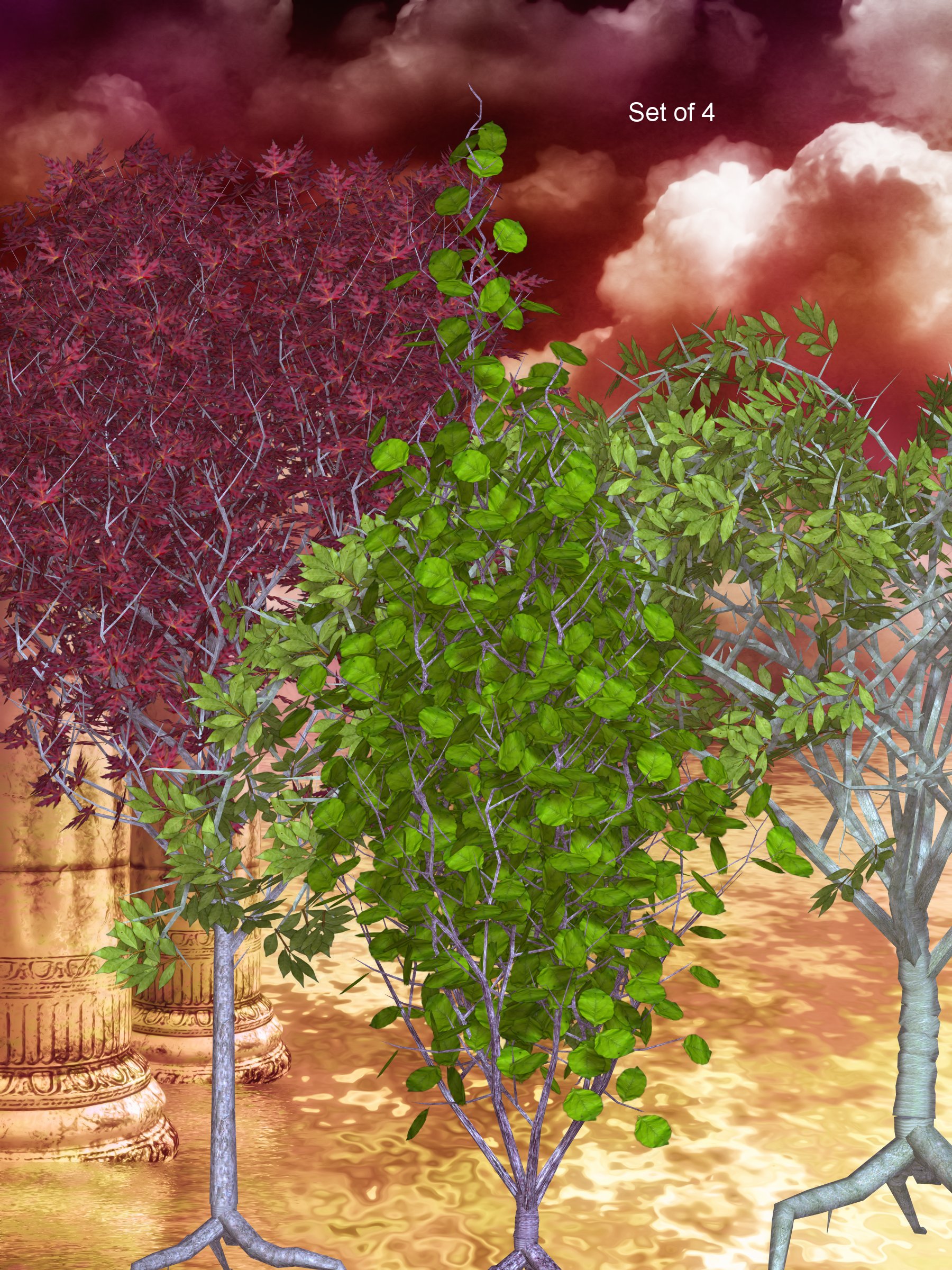 Flowering Trees 2 by oldhippieart on DeviantArt