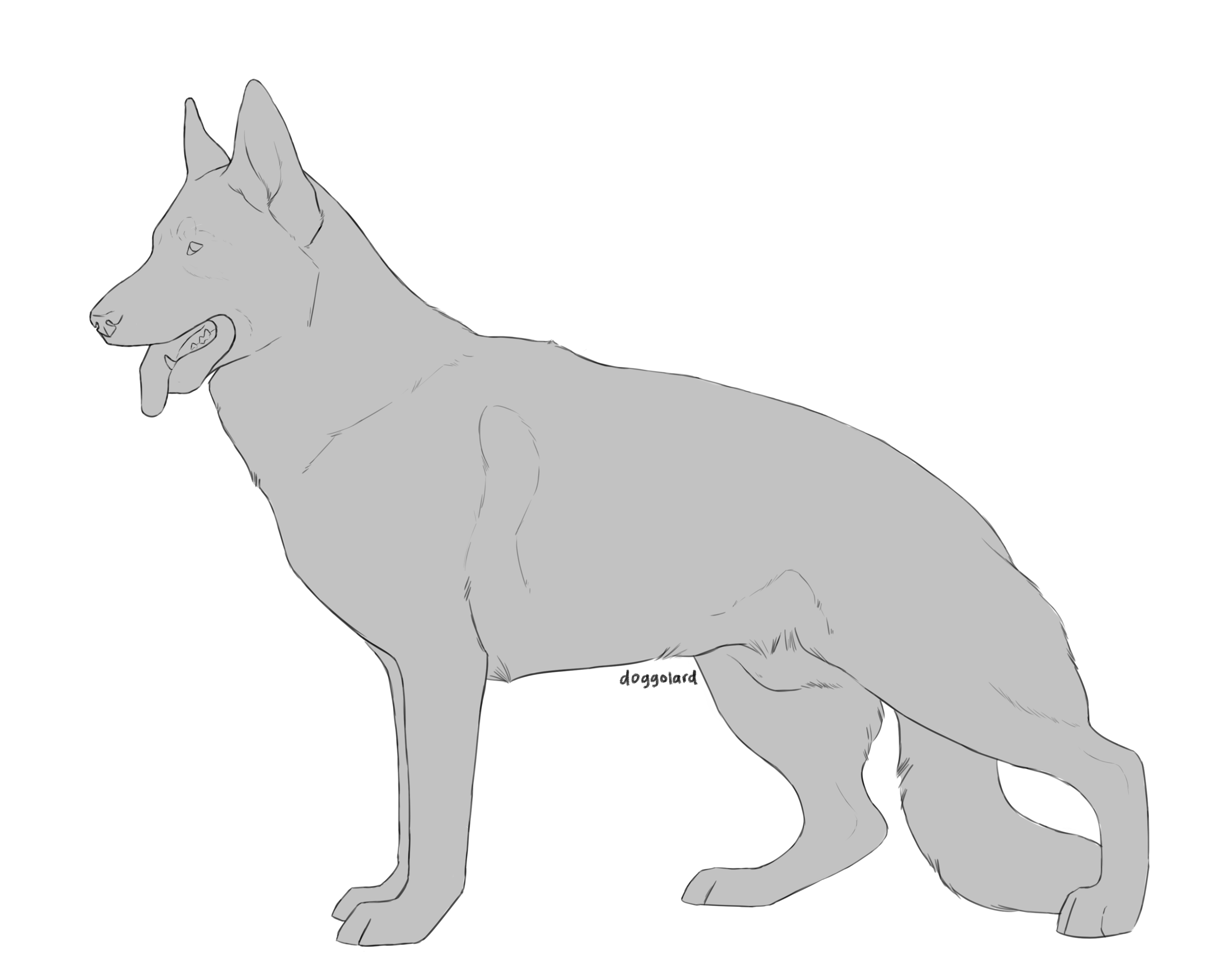 Working Line German Shepherd Lineart | P2U by doggolard on DeviantArt