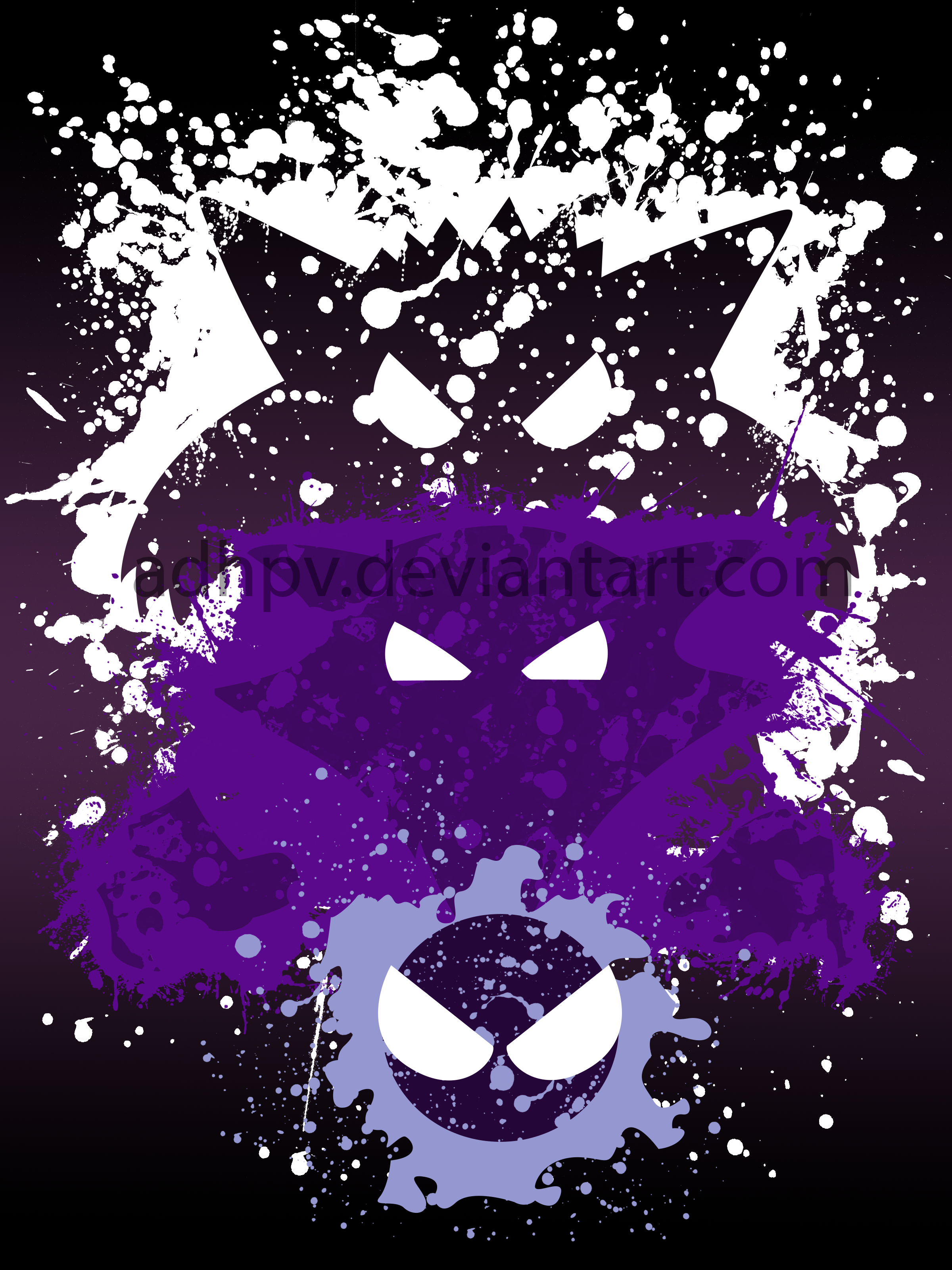 Gastly, Haunter, and Gengar Splatter