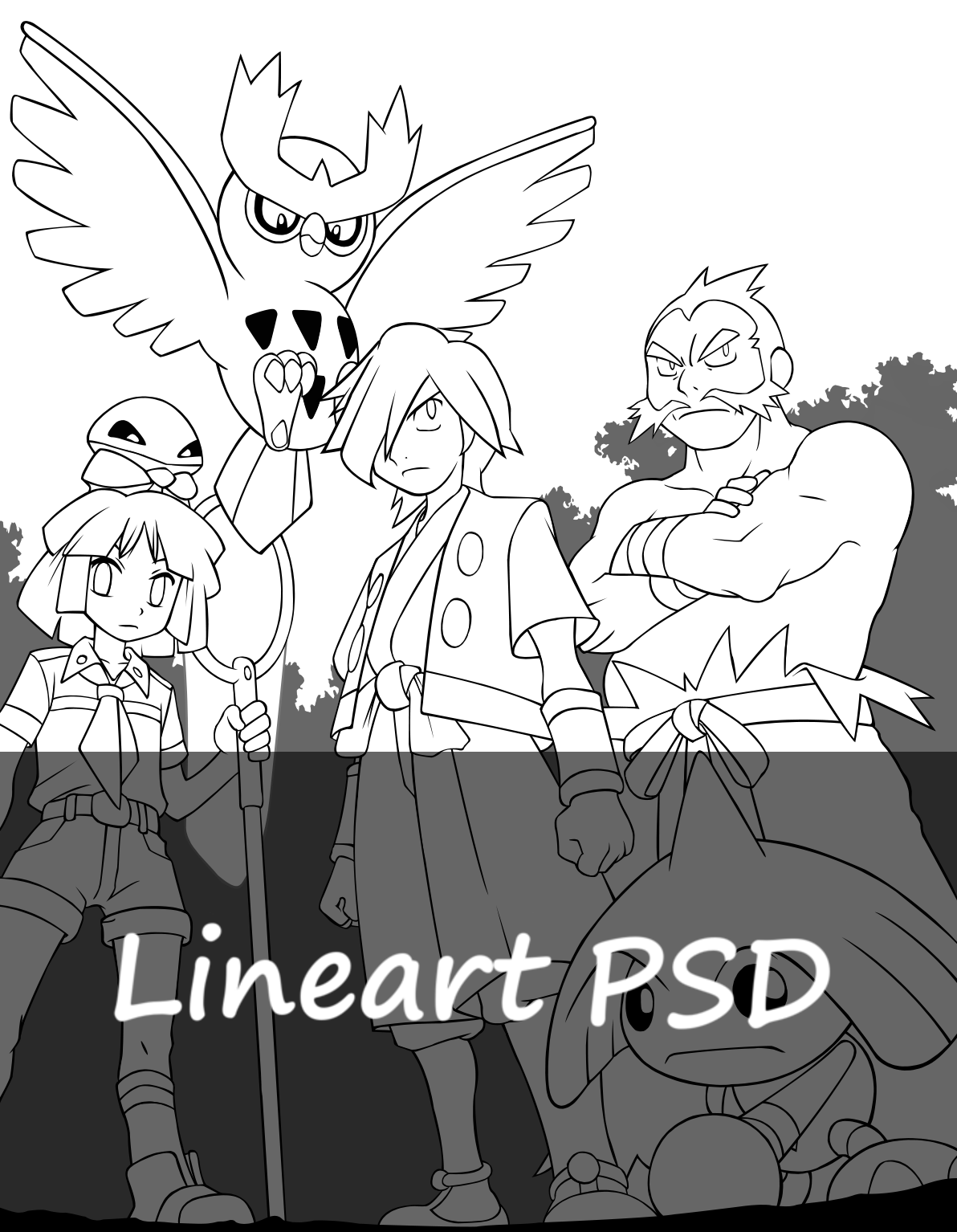 Pkmn Adventure Vol.42: Gym leader Lineart [PSD]