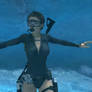 Lara Croft diving from Tomb Raider UnderWorld