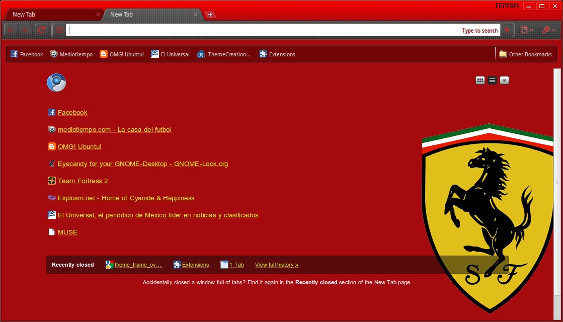 Ferrari theme for Chrome