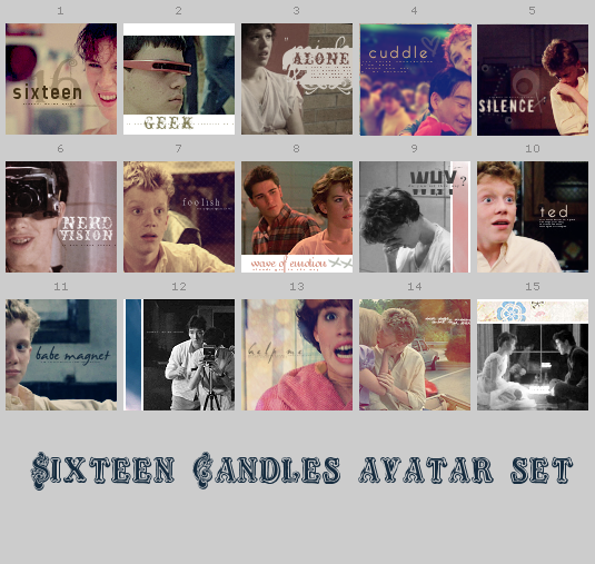 Sixteen Candles avatar set