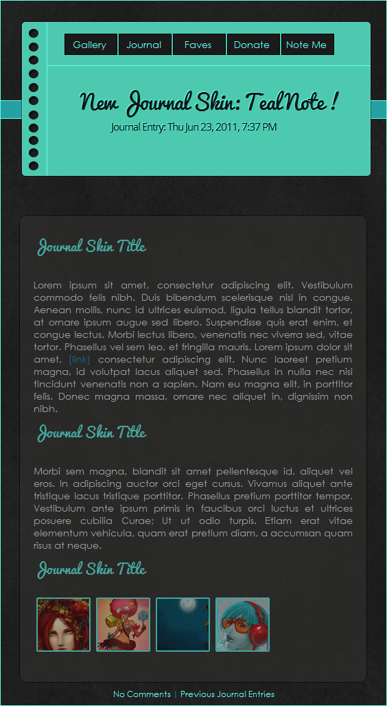 Teal Note Journal Skin