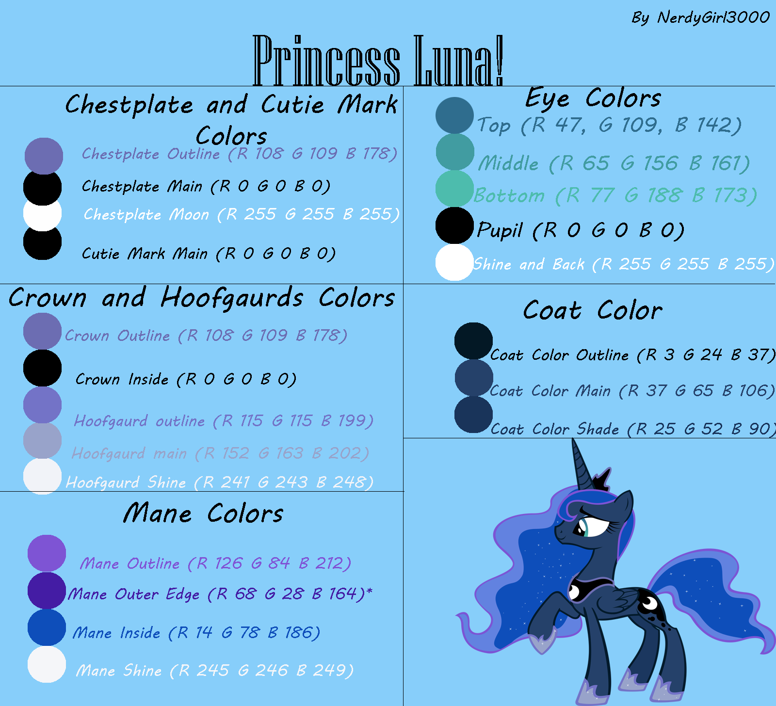 Princess Luna Rgb Color Values By Xxask Mossstarxx On Deviantart