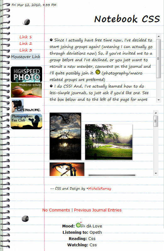 Free for Use Notebook CSS by WaterandSnails on DeviantArt