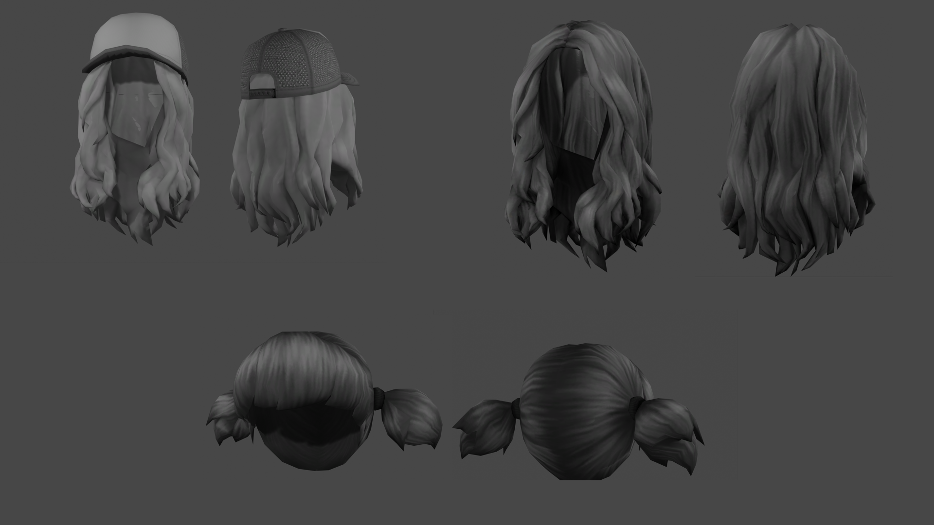 3D file Woman Head and Hair Base 5-Type Package 👩・3D printable