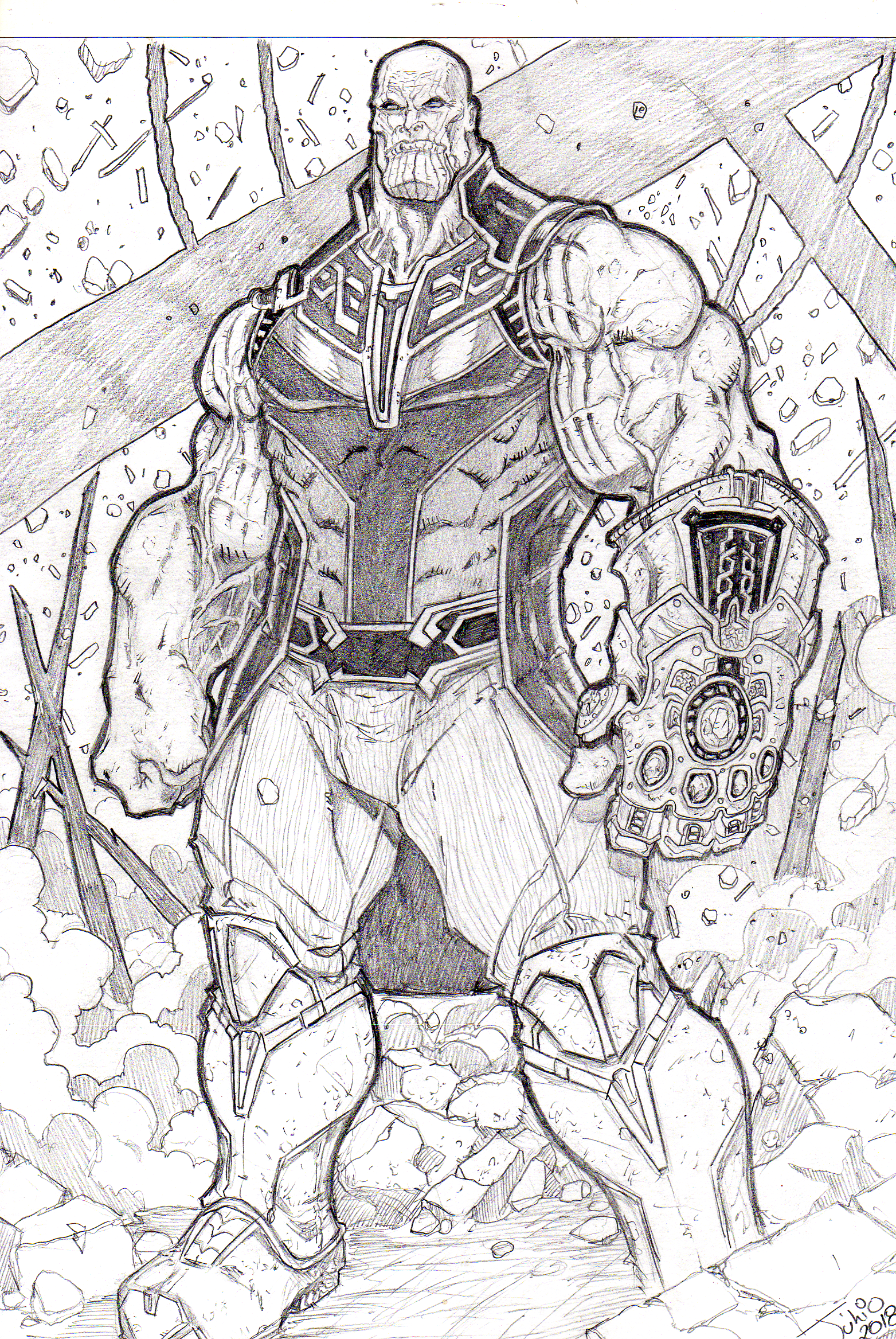thanos full body drawing
