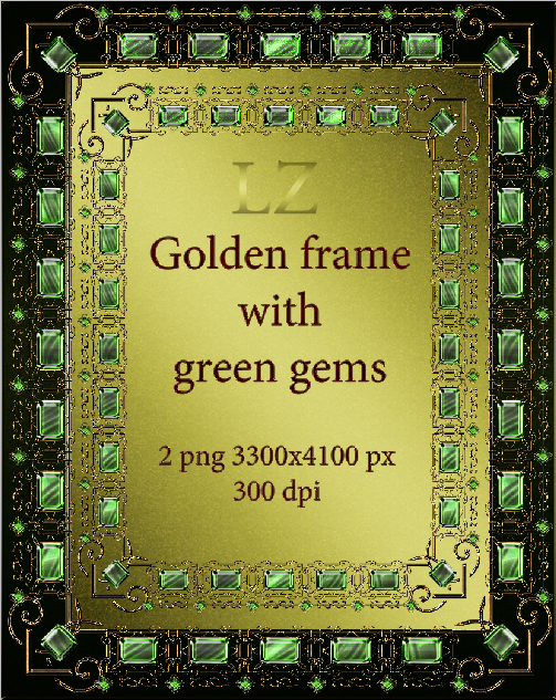 Golden Frame With Green Gems By Lyotta On Deviantart