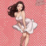 The wind is lifting Pauline polkadot dress 