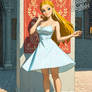 Zelda twirling in her polka dot dress