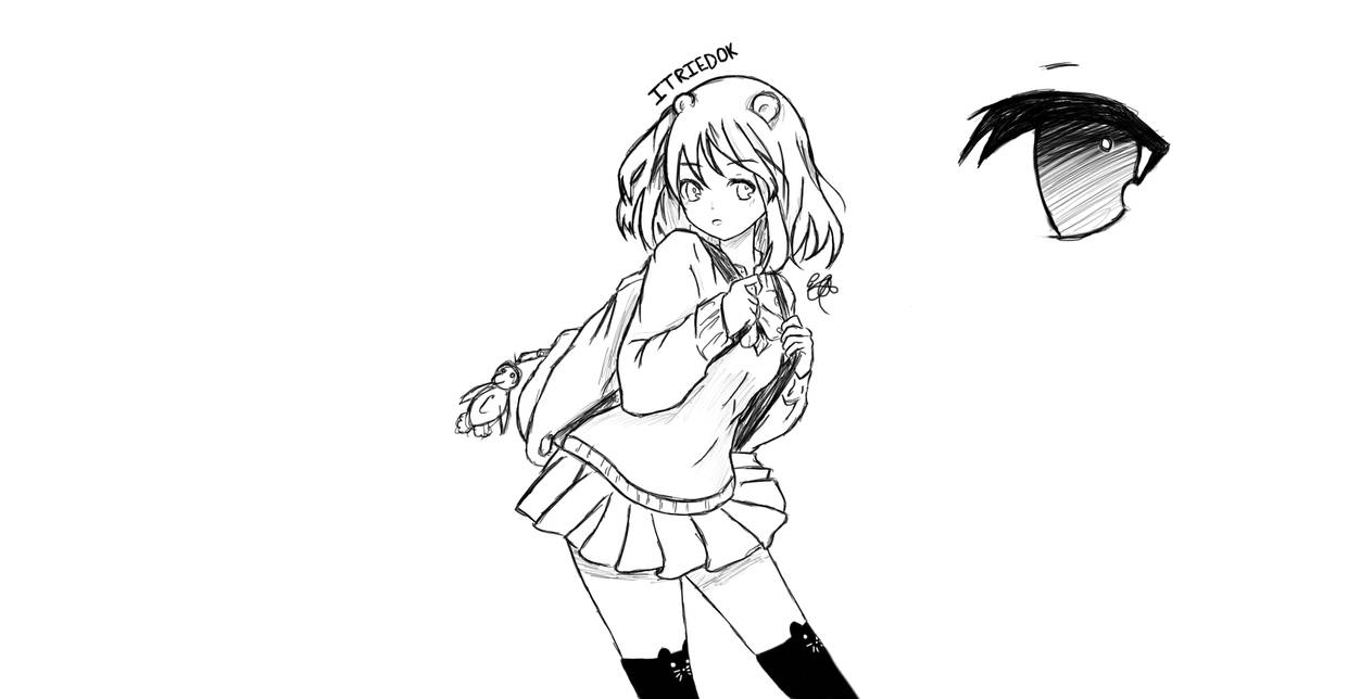 Cute anime school girl sketch by ITriedOK on DeviantArt