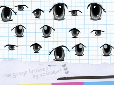 assorted manga eye brushes