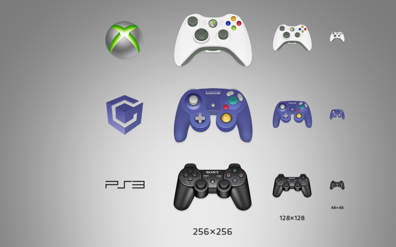 Xbox360 PS3  GameCube Gamepad Icons