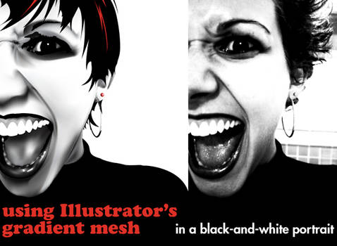 Gradient Mesh Face, grayscale