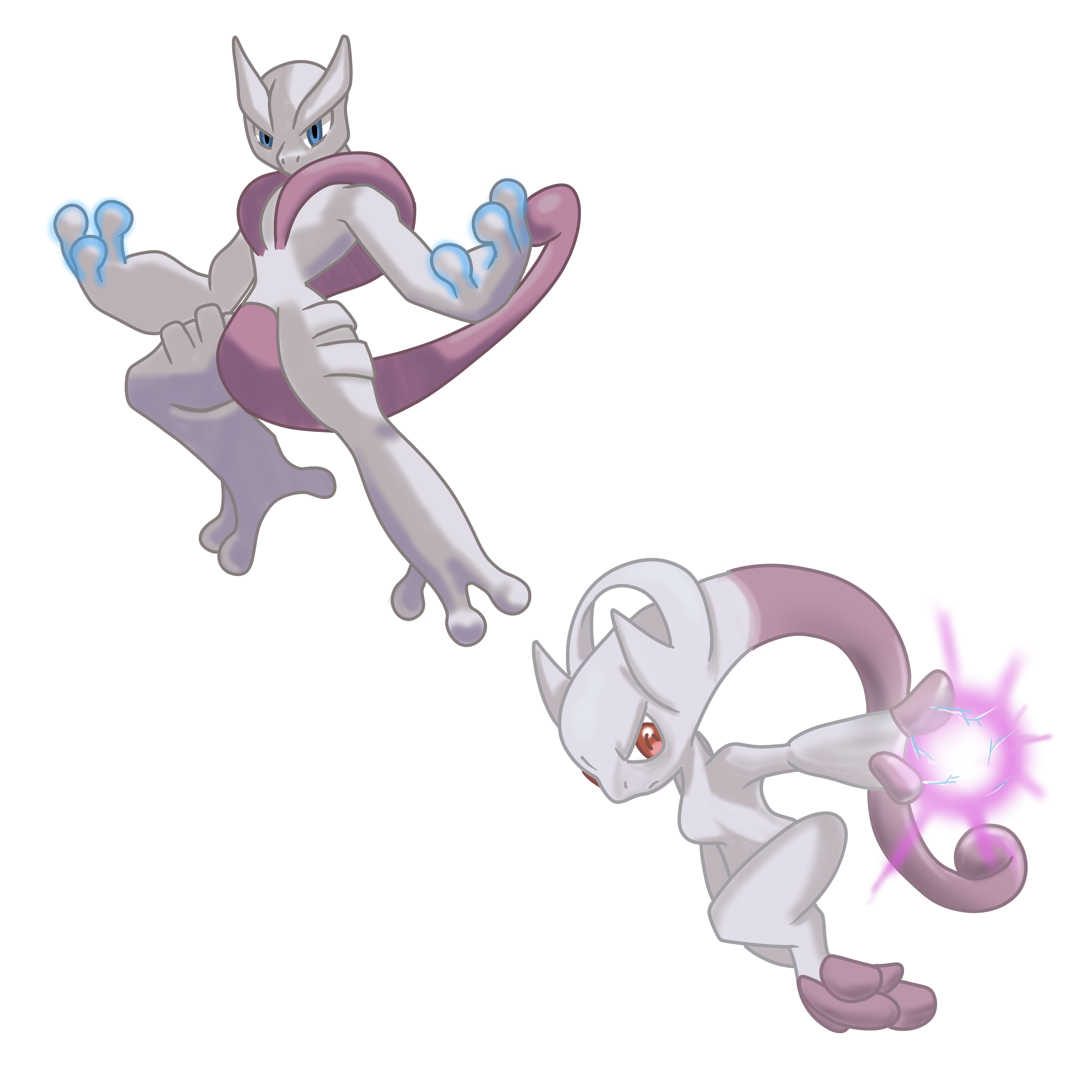 Mewtwo And Mega Mewtwo X by Frie-Ice on DeviantArt