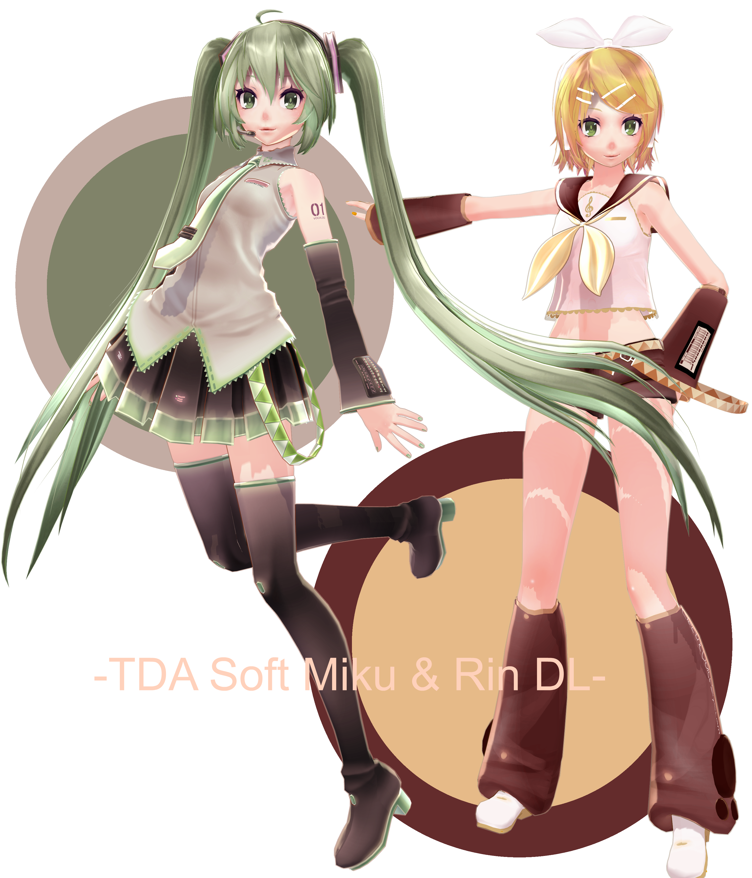 . : TDA Soft Miku and Rin + DL : .