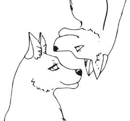 Lineart Wolf Love by MauGraphorse