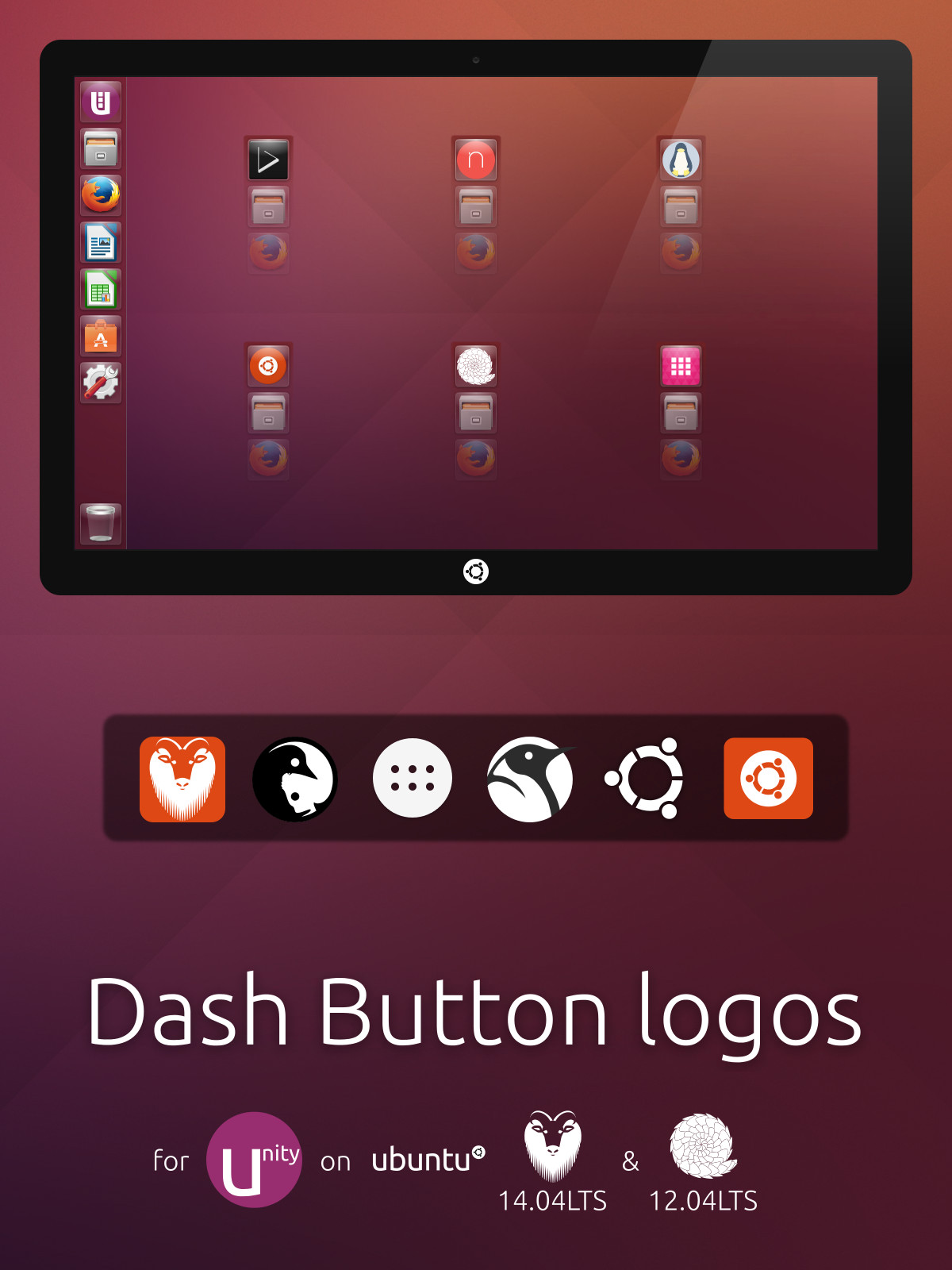 Unity Dash Button logos: Ubuntu 14.04 and 12.04LTS