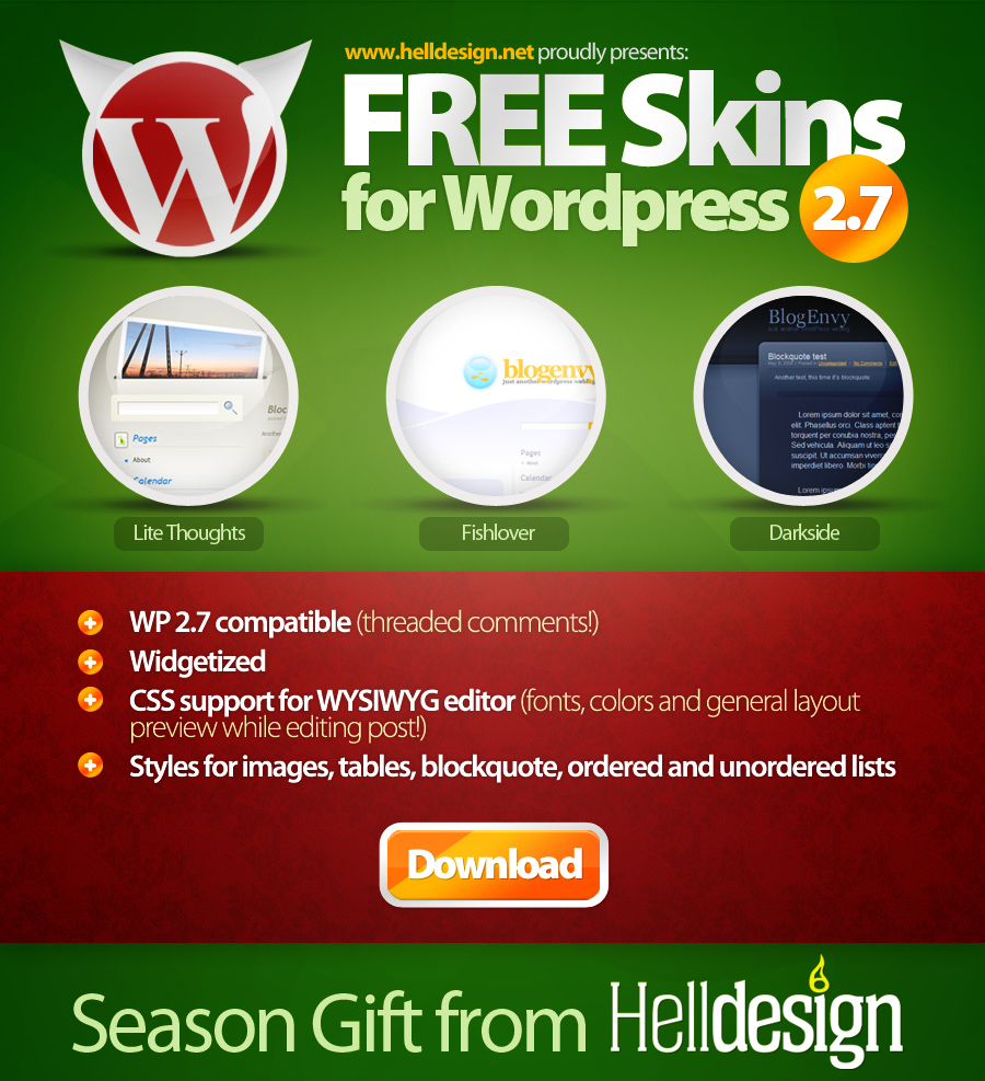 FREE Skins for WordPress v2.7