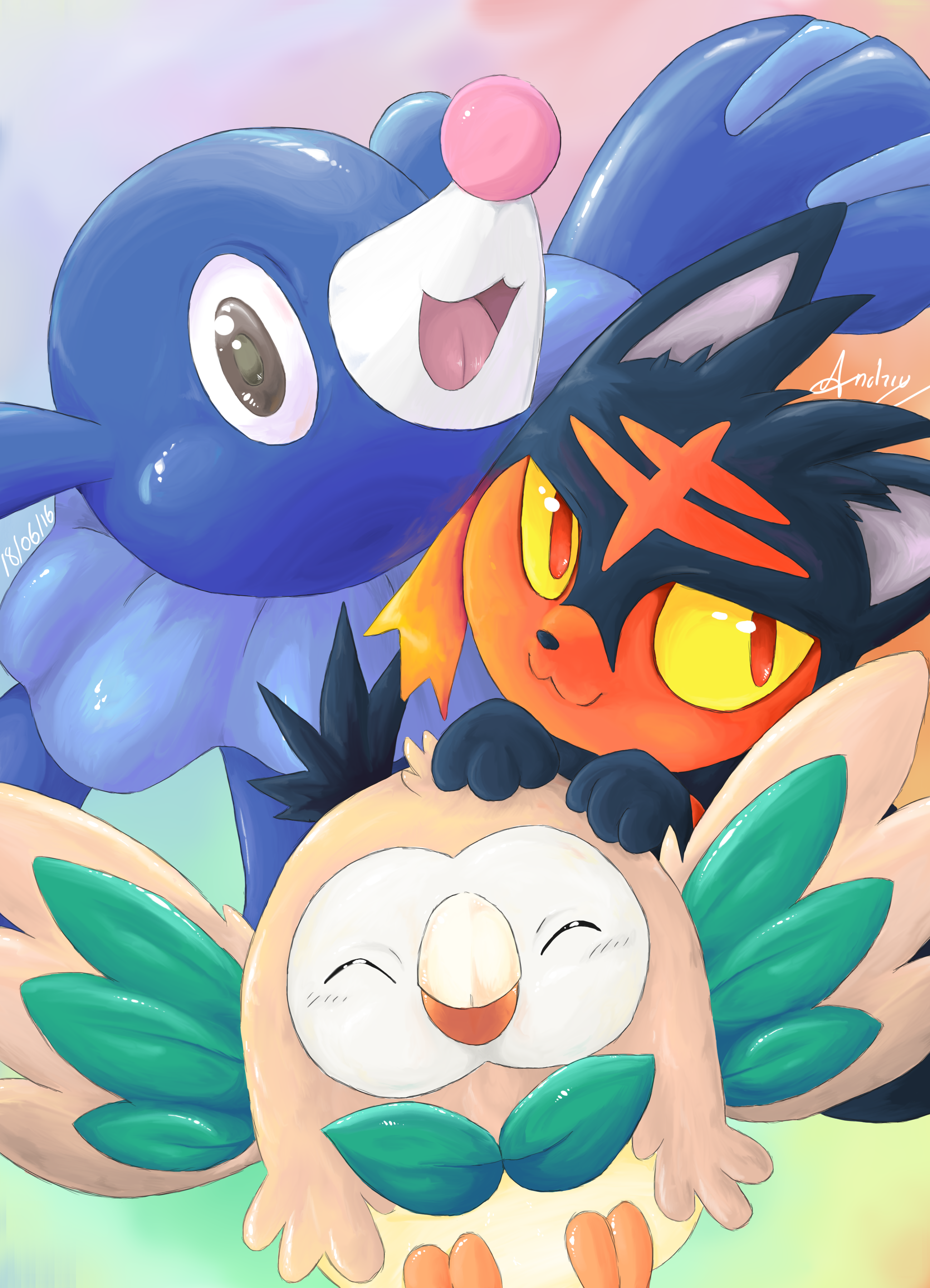 Pokemon Rowlet Litten Popplio By Andriyc On Deviantart